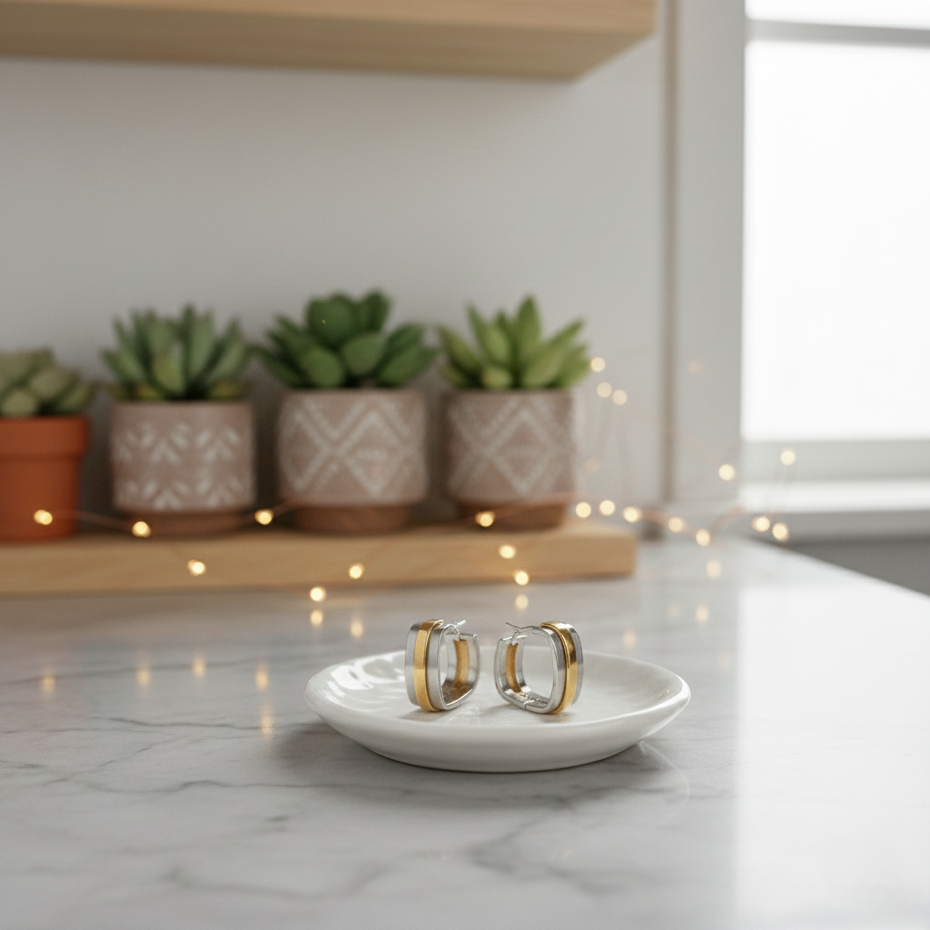 Two Tone Earrings - Silver